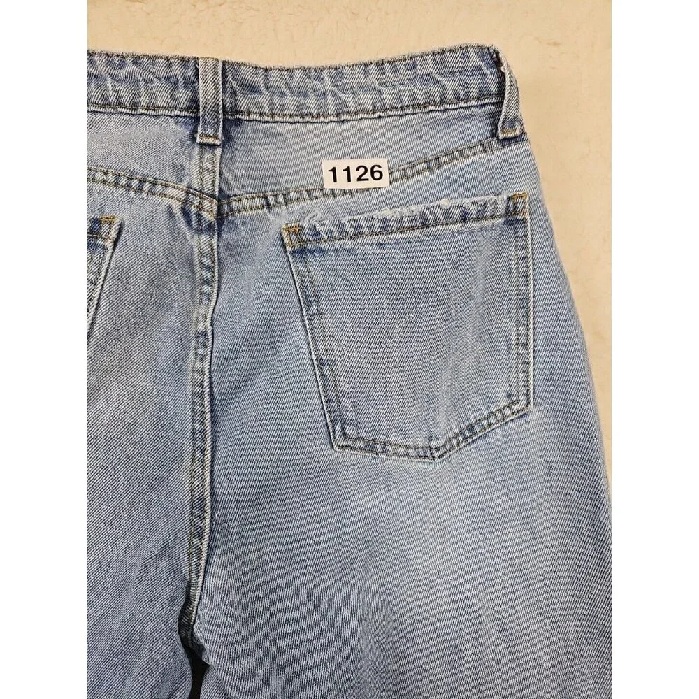 BP Be Responsible Women's Size 29 Jeans High Rise Wide Leg Denim Blue Distressed
